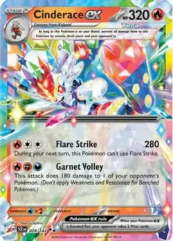 Cinderace ex - 028/142 - Double Rare NM, English Pokemon Stellar Crown - Image 1