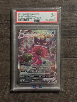 2021 Pokemon SWORD & SHIELD Fusion Strike SECRET #271 Full Art GENGAR VMAX PSA 9 - Image 1