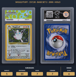 Pokemon Base Set 2 1999-2000 Wigglytuff Holo 19/130 Ace Graded 6 EX-MT Swirl - Image 4