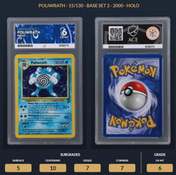 Pokemon Base Set 2 1999-2000 Poliwrath Holo 15/130 Ace Graded 6 EX-MT - Image 4