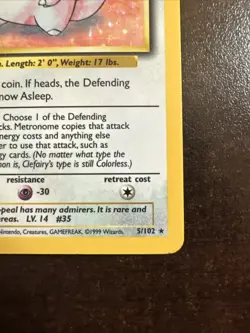 Clefairy 5/102 Holo Rare LP/MP Pokemon TCG WOTC LP/MP - Image 4