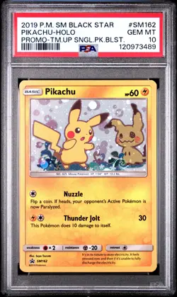 2019 POKEMON SM BLACK STAR PROMO #SM162 PIKACHU-HOLO PSA 10 - Image 1