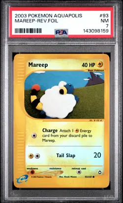 2003 POKEMON AQUAPOLIS #93 MAREEP-REVERSE FOIL PSA 7 - Image 1