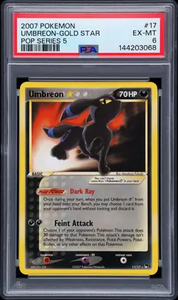 2007 POKEMON POP SER 5 #17 UMBREON-GOLD STAR PSA 6 - Image 1