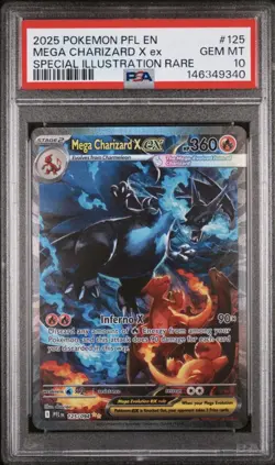 2025 POKEMON PFL SPECIAL ILLUSTRATION RARE #125 MEGA CHARIZARD X EX PSA 10 - Image 1