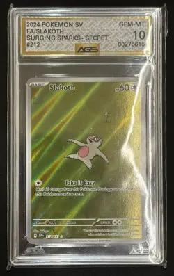 Pokemon TCG Slakoth Illustration Rare Surging Sparks 212/191 AGS 10 GEM-MT - Image 1