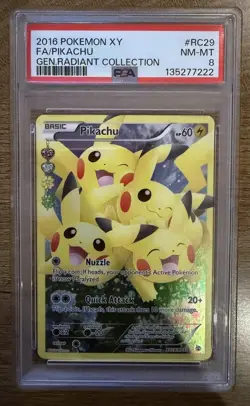 2016 POKEMON XY GENERATIONS RADIANT COLLECTION RC29 FULL ART/PIKACHU PSA 8 NM-MT - Image 1