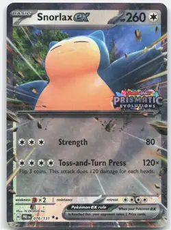 Pokemon SNORLAX EX (PRISMATIC EVOLUTION STAMPED) 076/131 MCAP HOLO NM - Image 1