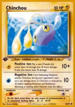 Chinchou - 42/64 - Common - 1st Edition PL/MP, English Pokemon Neo Revelation - Image 1
