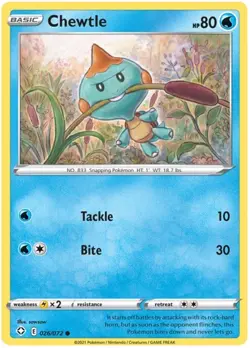 Chewtle - 026/072 - Common NM, English Pokemon Shining Fates - Image 1