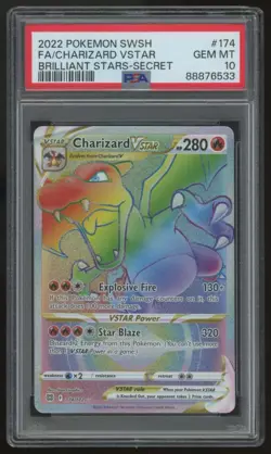 2022 Pokemon Charizard VSTAR Brilliant Stars Full Art Secret #174 PSA 10 - Image 1