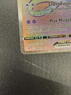 Mew VMAX 268/264 Fusion Strike Full Art Rainbow Secret Rare Holo Pokemon Card NM - Image 5