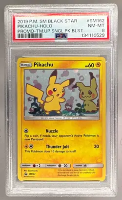 2019 Pokemon SM Team Up Promo SM162 Pikachu Holo PSA 8 134110529 - Image 1