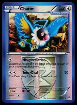 Pokemon Card - Chatot Plasma Blast 77/101 Reverse Holo Uncommon - Image 1