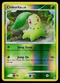 Pokemon Card - Chikorita Mysterious Treasures 77/123 Reverse Holo Common - Image 1