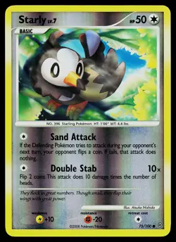 Pokemon Card - Starly Stormfront 75/100 Common Reverse Holo - Image 1