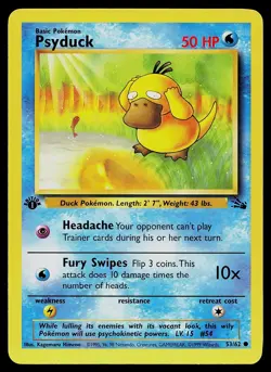 Pokemon Card - Psyduck Fossil 53/62 1st Edition Common - Image 1