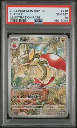2024 POKEMON SVI SURGING SPARKS #210/191 FLAPPLE ILLUSTRATION RARE PSA 10 - Image 1