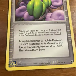 Pokemon Card Trainer Lum Berry 84/109 EX Ruby & Sapphire Uncommon Vintage MINT - Image 3