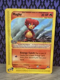 Pokemon TCG Magby 57/165 Expedition Base Set Rare Regular English 2002 - Image 1