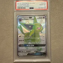 2019 POKEMON SUN & MOON HIDDEN FATES #SV60 FULL ART/ESPEON GX PSA 10 - Image 1