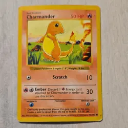 Pokemon Charmander 46/102 Base Set Common Shadowless Regular 1999 English Card - Image 1