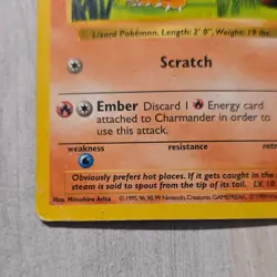 Pokemon Charmander 46/102 Base Set Common Shadowless Regular 1999 English Card - Image 3