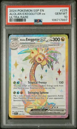 Alolan Exeggutor ex Pokemon 225/191 Sv08: Surging Sparks Holo PSA 10 - Image 1