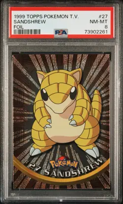 1999 TOPPS POKEMON TV FOIL #27 SANDSHREW PSA 8 - Image 1