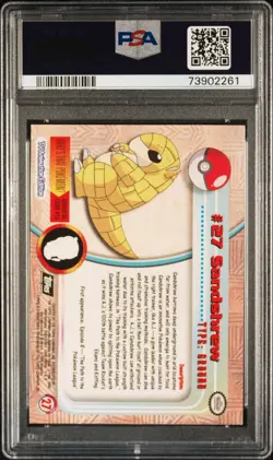 1999 TOPPS POKEMON TV FOIL #27 SANDSHREW PSA 8 - Image 2