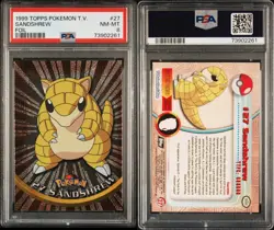 1999 TOPPS POKEMON TV FOIL #27 SANDSHREW PSA 8 - Image 3