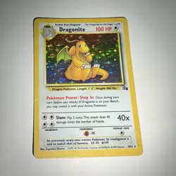 Pokemon Dragonite 4/62 Fossil Holo Rare 100HP Stage 2 Unlimited 1999 - Image 1