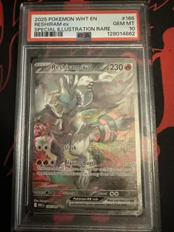 2025 POKEMON WHT EN-WHITE FLARE SPECIAL ILLUSTRATION RARE RESHIRAM EX PSA 10 GEM - Image 1