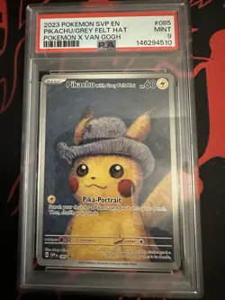 Pokemon Pikachu with Grey Felt Hat Van Gogh Full Art Promo SVP EN 085 PSA 9 Mint - Image 1