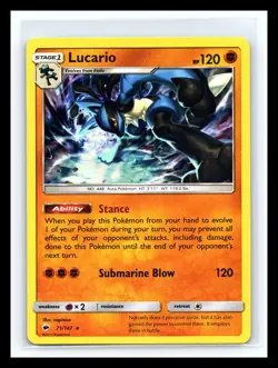 💥 Lucario Holo Rare Holo SM - Burning Shadows 71/147 Pokemon TCG - Image 1