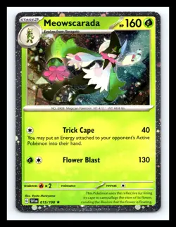🔥 MEOWSCARADA # 015/198 Cosmo Holo EXCLUSIVE Pokemon Scarlet & Violet TCG - Image 1