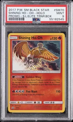 2017 POKEMON SM BLACK STAR PROMO #SM70 SHINING HO-OH-HOLO PSA 9 - Image 1