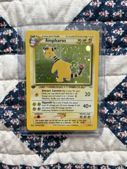 LP 2001 Pokemon Neo Revelation 1st Ed Ampharos Holo Beautiful Swirl On Tail - Image 1