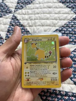 LP 2001 Pokemon Neo Revelation 1st Ed Ampharos Holo Beautiful Swirl On Tail - Image 3