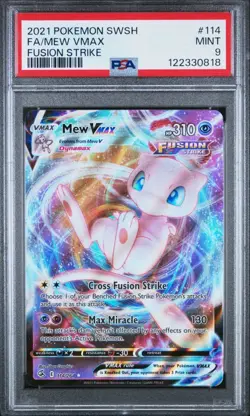 MEW VMAX 114/264 PSA 9 FUSION STRIKE FULL ART POKEMON CARD ENGLISH - Image 1