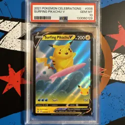 SURFING PIKACHU V #008 PSA 10 2021 POKEMON CELEBRATIONS GEM MT - Image 3