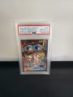 PSA GEM MT 10 Signed One Piece Sabo Alternate Art OP05-001 Johnny Yong Bosch - Image 1