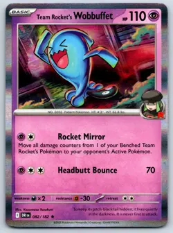 Team Rocket's Wobbuffet - Holo Rare Destined Rivals 082/182 Pokemon Card NM - Image 1