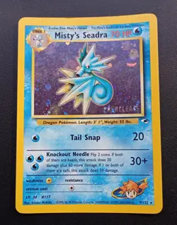 PoKeMoN POKEMON CARD Misty's Seadra Gym Heroes RARE HOLO 9/132 PRERELEASE - Image 1