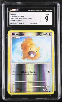 CGC 9 MINT Bidoof 2009 Supreme Victors 91/147 Reverse Holo Pokemon Card - Image 1