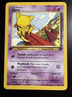 Abra 49/82 Common 1st Edition Team Rocket Pokemon Card - Image 1
