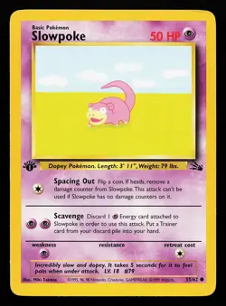 Slowpoke 55/62 1st Edition Common Fossil Pokemon Card - Image 1