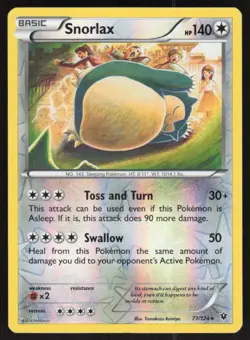 Snorlax 77/124 Rare Fates Collide Pokemon Reverse Holo Moderately Played - Image 1