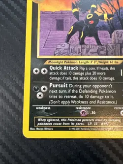 Pokemon TCG Neo Discovery Umbreon Card 32/75 Non Holo Rare MP+ - Image 5