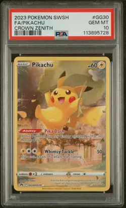 2023 POKEMON SWORD & SHIELD CROWN ZENITH #GG30 FULL ART/PIKACHU PSA 10 - Image 1